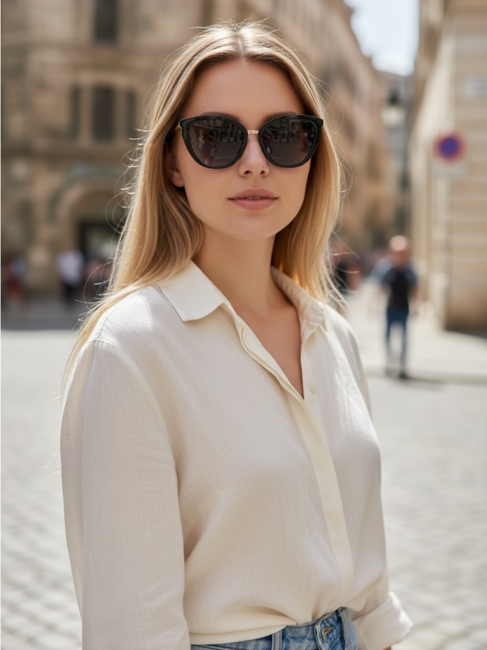 Tiffany & Co. Black Cat-Eye Sunglasses with Subtle Gradient Lenses